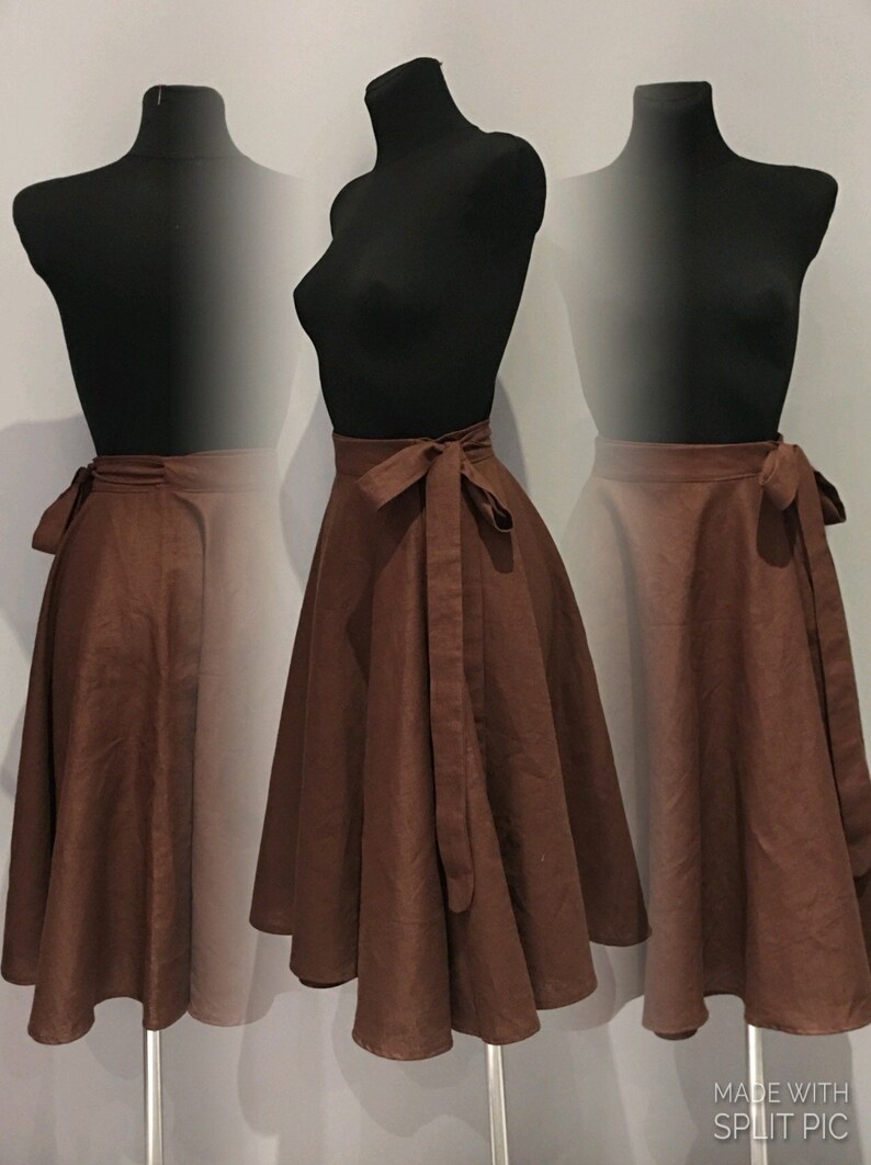 Full circle wrap skirt with pockets made from natural Nettle fabric.