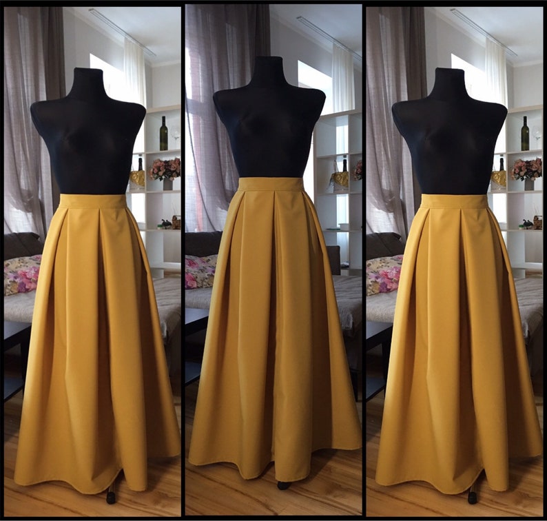 yellow pleated maxi dress