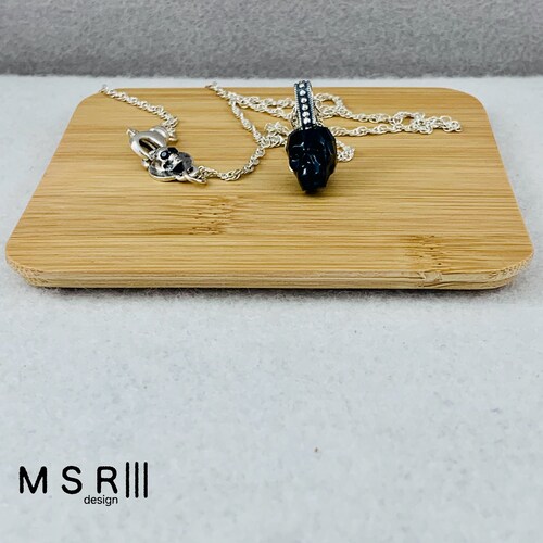 Swarovski Black Crystal Skull shops Pendant on a Sterling Silver Chain
