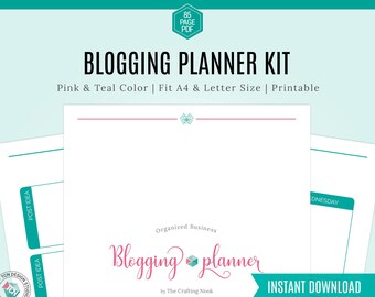 2023 Blog Planner, Pink & Teal Blogging Planner, Printable Planner, Blog Binder, Planner Kit, Business Planner Pack, Planner Inserts