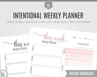 Printable Weekly Planner, Printable Week Plan, 2020 weekly Planner, Productivity Planner, Weekly Schedule, Printable planner, 2020 Diary