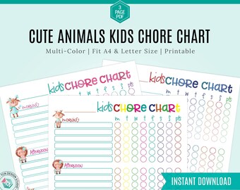 Chore Chart for kids, Kids Chore Chart, Printable Chore Chart, Responsibility Chart, Boys Chore Chart, Girls Chore Chart, Kids Checklist