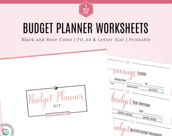 Budget planner printable, Black & Rose Budget planner Worksheet, Budget spreadsheet, Bills tracker, Financial planner, Expense tracker