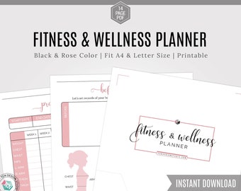 Fitness Planner Printable, Health Planner, Wellness Planner, Weekly Weight Loss, Self Care Planner, Fitness Journal, Habit tracker