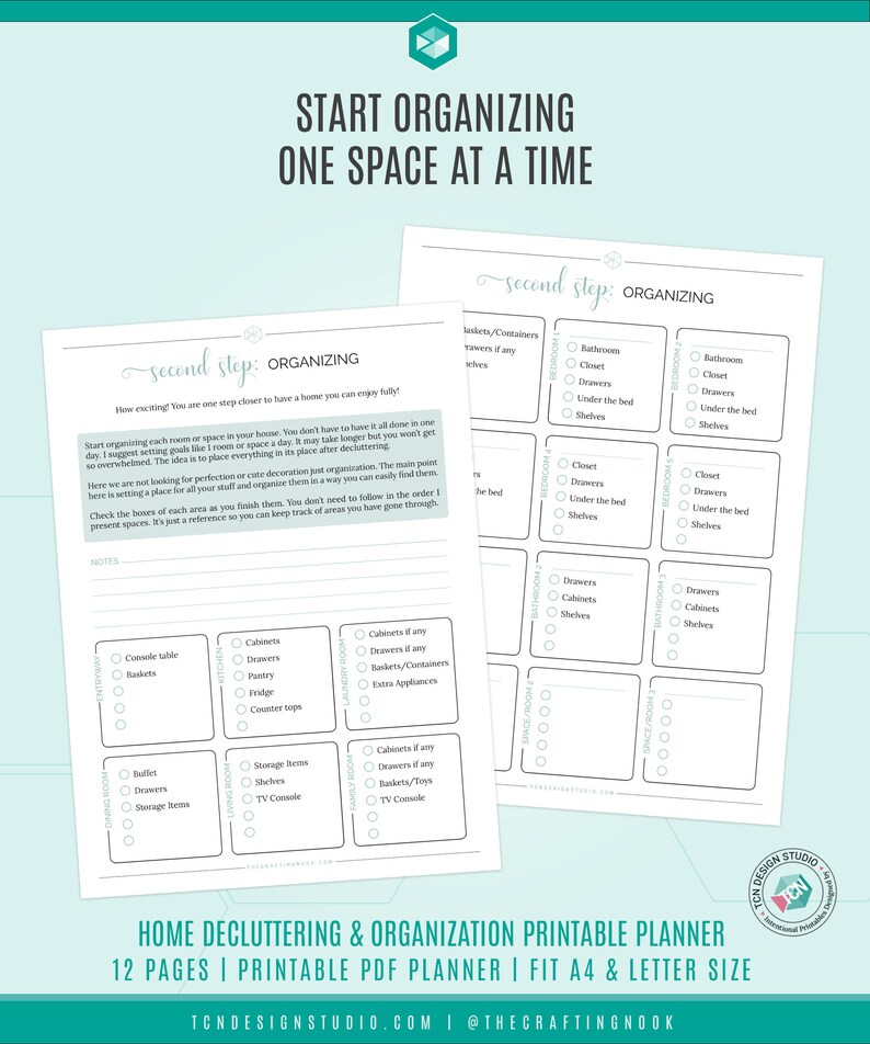 Declutter & Home Organization Printable, Printable Declutter Planner ...