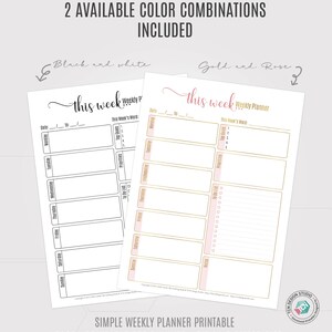 Simple Weekly Planner, 2021 Undated Printable Week Plan, A5, Letter Size Productivity Planner, Weekly Schedule, Printable planner Insert image 8