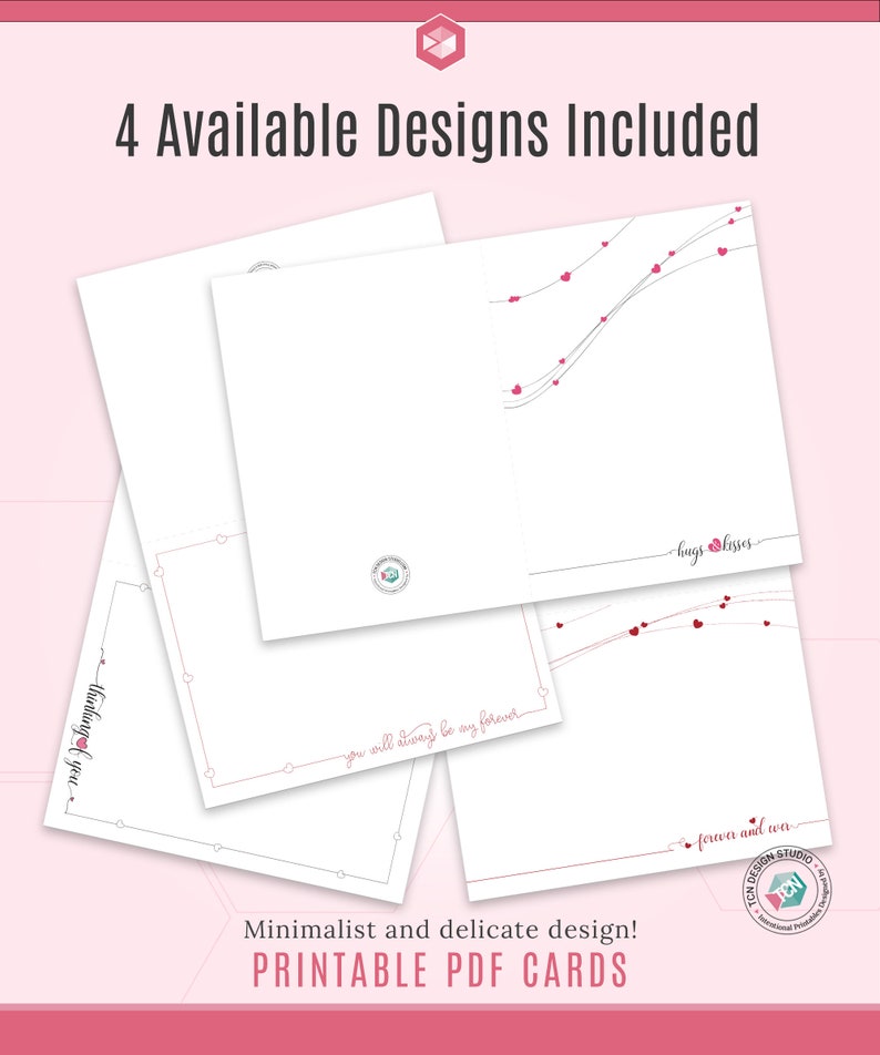Printable Valentines Day Cards, 4 Minimalist Valentines Cards ...
