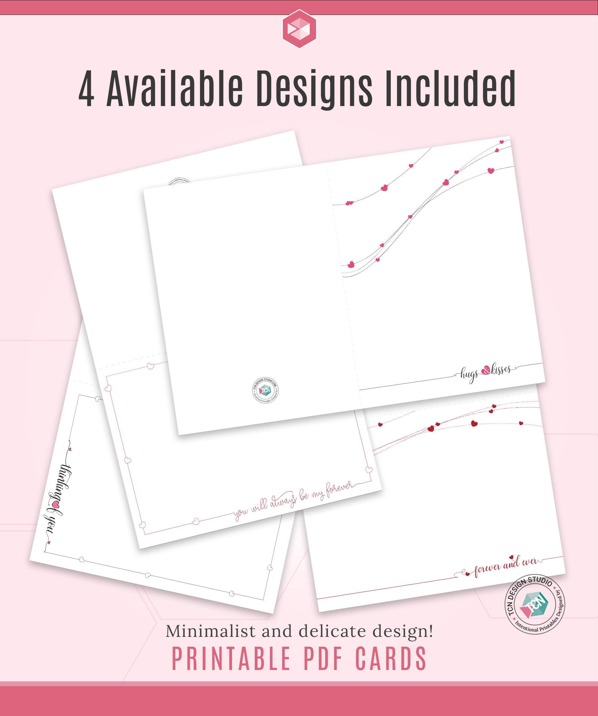 Printable Valentines Day Cards, 4 Minimalist Valentines Cards ...