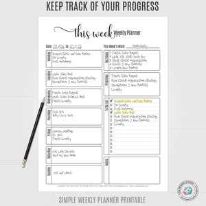 Simple Weekly Planner, 2021 Undated Printable Week Plan, A5, Letter Size Productivity Planner, Weekly Schedule, Printable planner Insert image 5