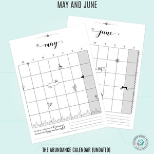 2023 calendar digital download pdf, Printable Monthly Calendar, Printable, Undated Calendar, Monday start, Sunday start, Abundance mindset image 4