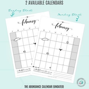 2023 calendar digital download pdf, Printable Monthly Calendar, Printable, Undated Calendar, Monday start, Sunday start, Abundance mindset image 10