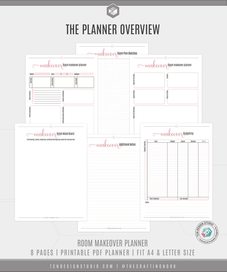 Room Design planner Room Makeover planner Printable Design | Etsy