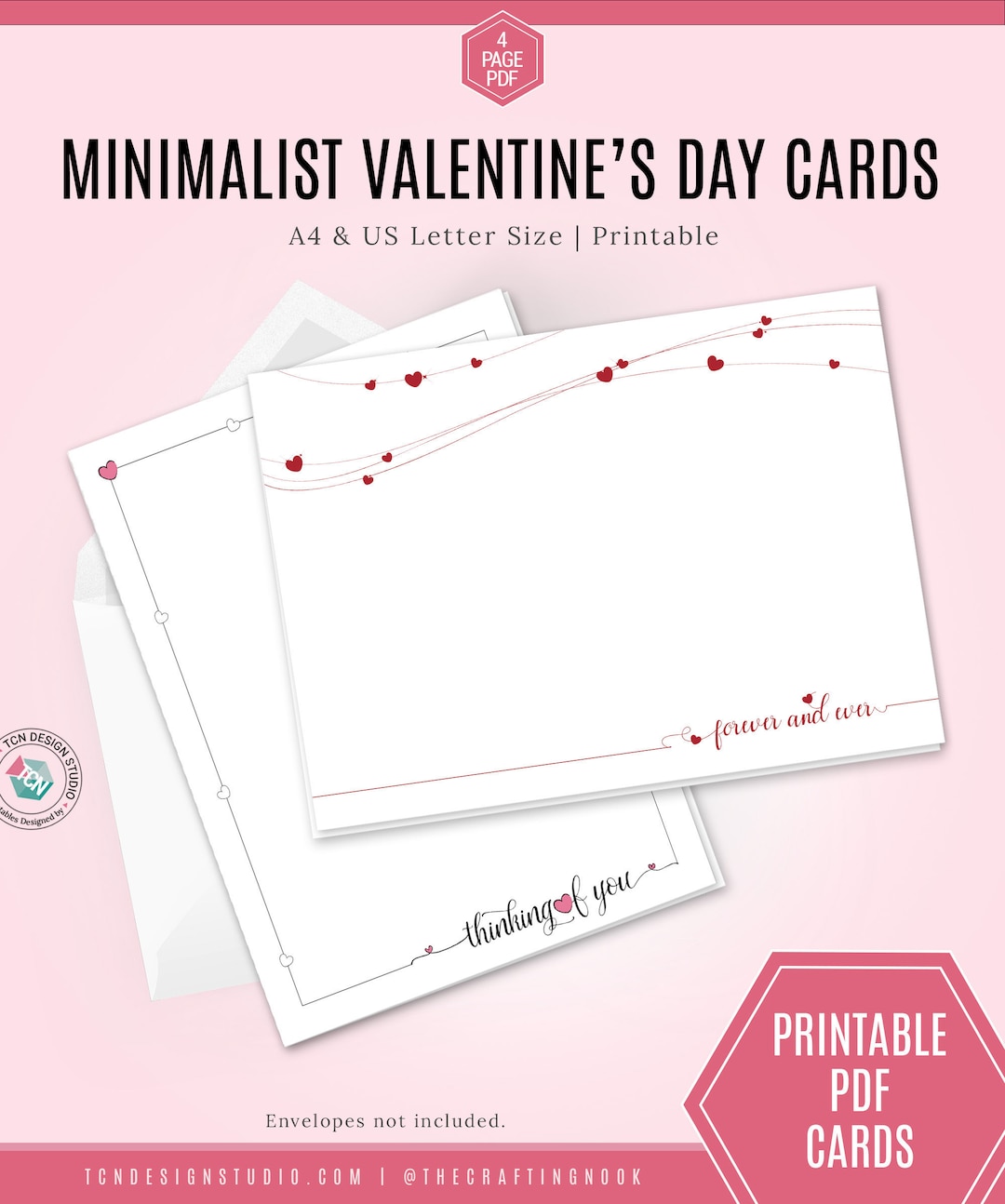Printable Valentines Day Cards, 4 Minimalist Valentines Cards ...
