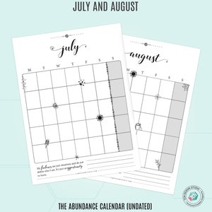 2023 calendar digital download pdf, Printable Monthly Calendar, Printable, Undated Calendar, Monday start, Sunday start, Abundance mindset image 5