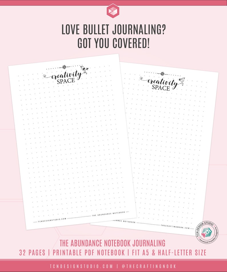 Bullet Journal Notebook, Gratitude Journal, Bullet Journal Template, Printable Bullet Journal, Printable Journal, Dotted Bullet Journal image 5