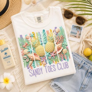 Sandy Toes Club PNG | Preppy Coastal Summer time PNG | Retro Beach Graphics Vacation Shirt PNG | Ocean Bive Stay Salty png