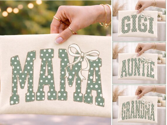 Mama Auntie Grandma GiGi Polka Dot Coquette Bow PNG Bundle | Preppy Cottagecore Mothers Day PNG file | Digital Download