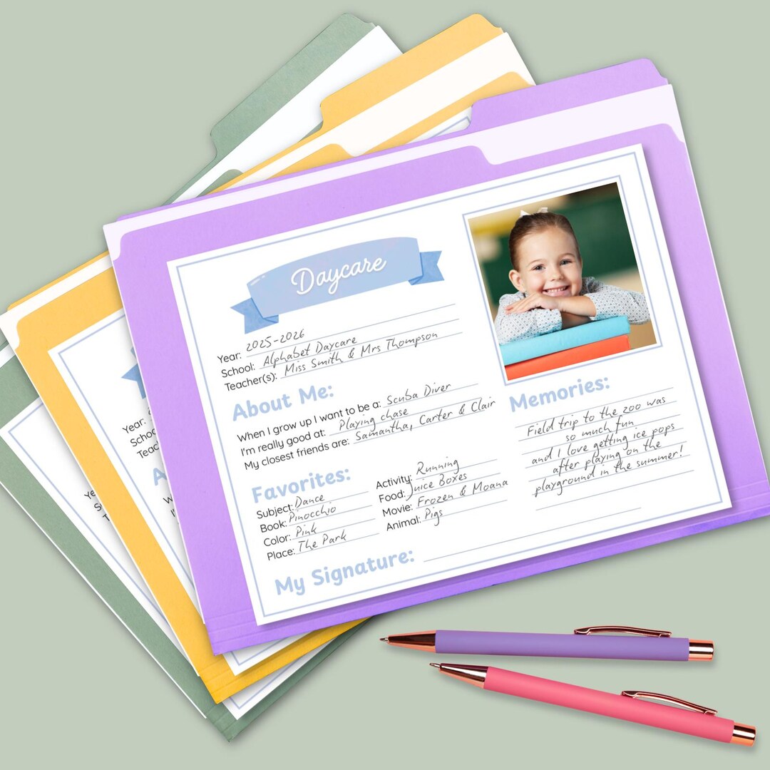 School Memory Box File Bundle | Printable Milestone Tote Inserts | Kids ...