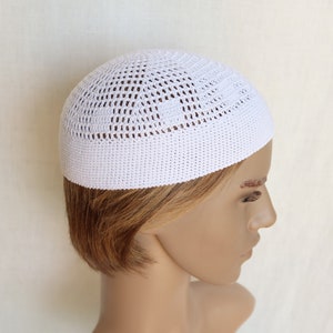 Men&#39;s white skullcap, cotton skull hats, kufi hats, short beanie for men, crochet hat, unisex summer hat