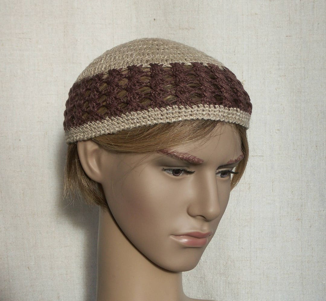 Skullhat for Men Crochet Skullcap Short Linen Cotton Hat Etsy