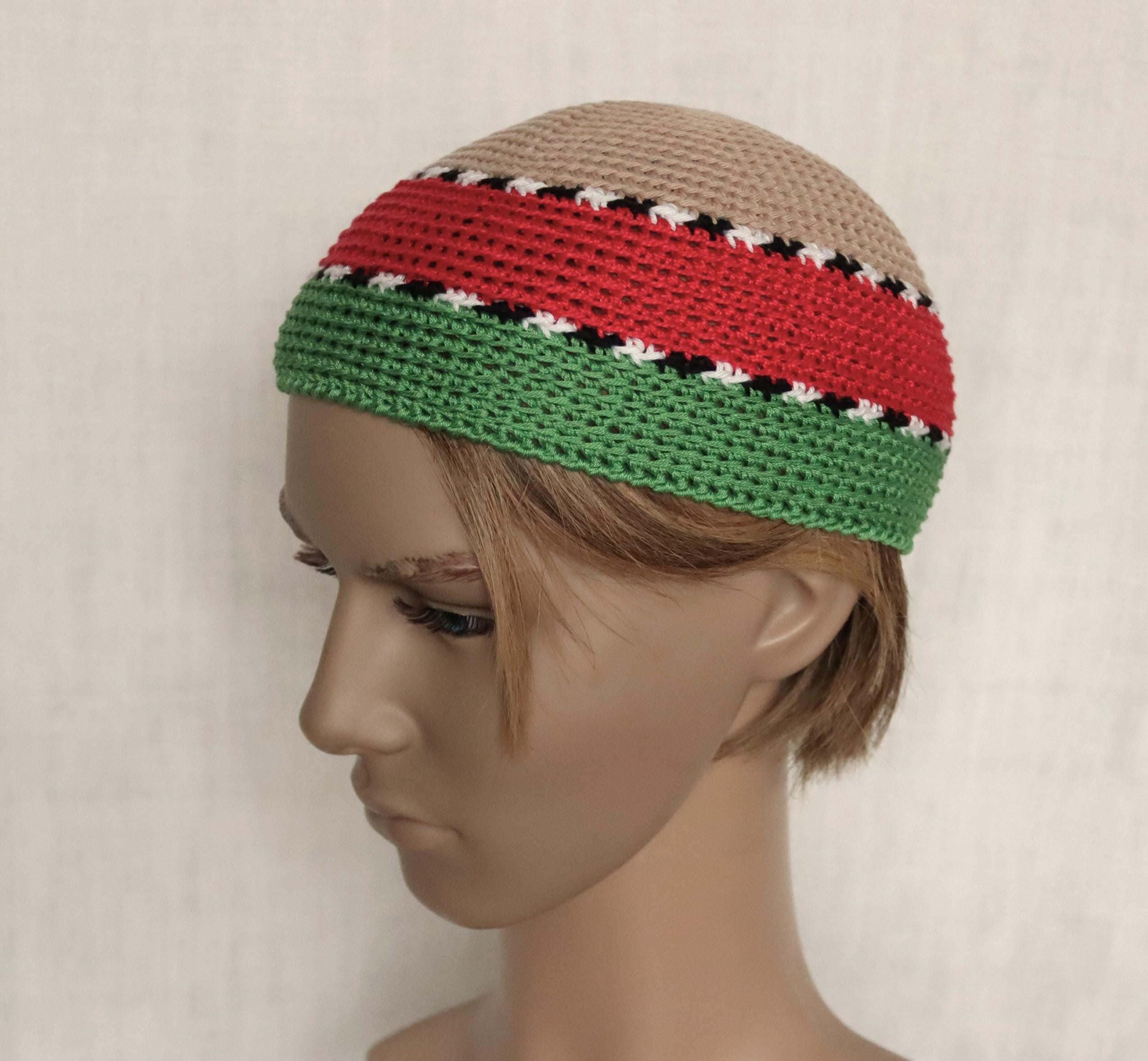 Joe Zawinul inspired crochet mens kufi hat colorful cotton short beanie hat for men