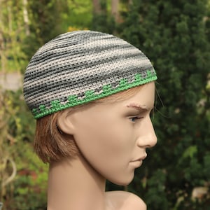 Men&#39;s Crochet Kufi Hat: Organic Cotton Skullcap, Summer Beanie