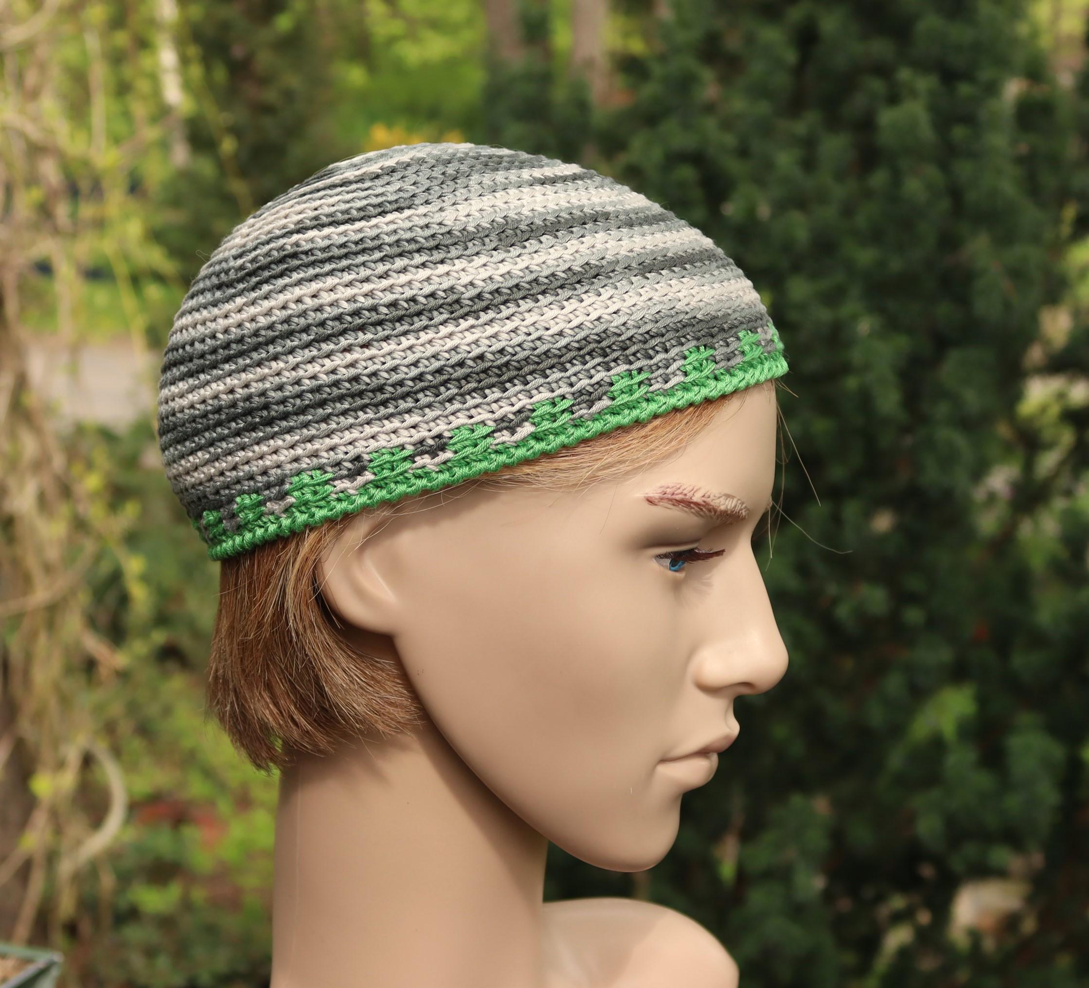 Men's Crochet Kufi Hat: Organic Cotton Skullcap, Summer Beanie