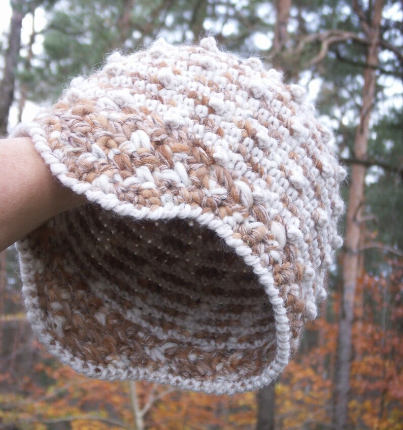 Earflap winter hats crochet warm adult or teen hat ecru beige winter hat with ears skiing skating hat
