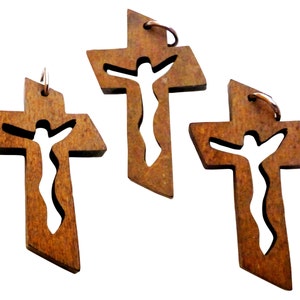 Wooden cross Good quality - make your own necklace 3 pieces