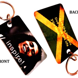 Unique keychain - Bob Marley - Collectible - With famous quote by Bob Marley " Love life... "