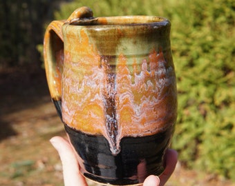 XL Stein Mug in Ritual Carnelian -- autumn orange festive pumpkin ceramic coffee tea cup mug