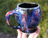 Orb Mug in Pietersite Depths  -- texture green cauldron ceramic pottery coffee tea cocoa cup