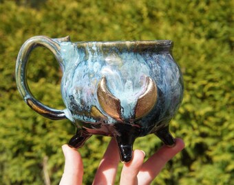 22k Gold Wet Moon Cauldron Mug in Runic Moonstone