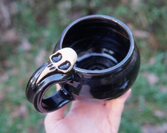 Remembrance Orb Mug in Silk Black -- ceramic pottery mug brew coffee tea soup cup bowl