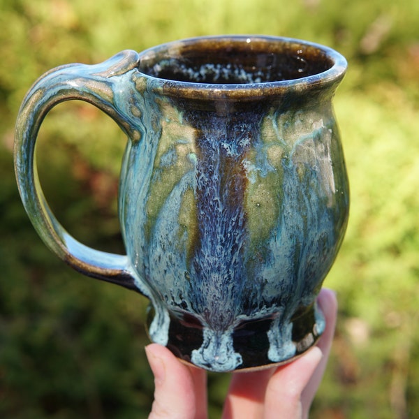 Arcane Nephrite Goblet Stein-- Blue Purple Ceramic Mug cup