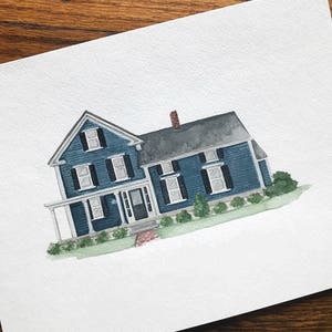 9&quot; x 12&quot; Custom Hand Painted House Portrait, Housewarming Gift, Realtor Closing Gift