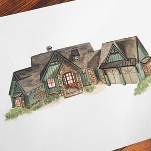 12&quot; x 18&quot; Custom Hand Painted House Portrait, Housewarming Gift, Realtor Closing Gift
