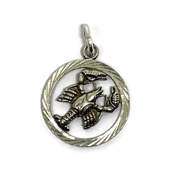 Cancer Zodiac charm. Vintage silver Zodiac charm. Jun 21 - Jul 23 Nice charm for Necklace or bracelet.