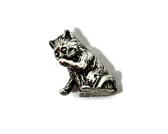 Silver kitten, cat figurine. Cat silver miniature. Beautiful silver miniature cat or kitten.
