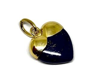 Lapis Lazuli Heart shape with solid 18 kt gold frame and bail.