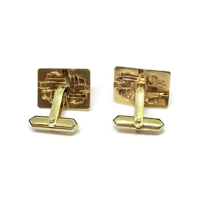 2 Paires De Boutons De Manchette Vintage Uniques - Ton Or - Modèle MT-10 - Occasion