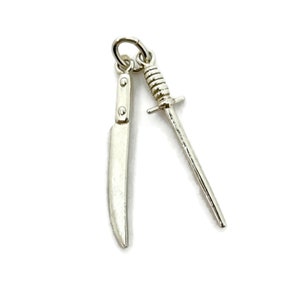 Sword and dagger charm. Silver charm for bracelet or necklace.