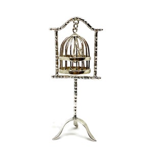Bird cage silver miniature. Hanging Bird Cage dolhouse miniature . Hooij cheese hallmarked