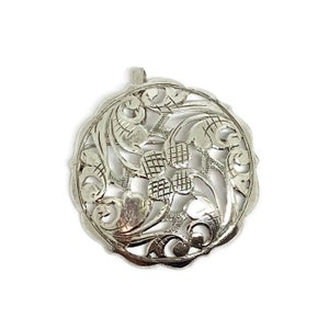 Floral open work Silver Brooch / Pendant. Art nouveau brooch