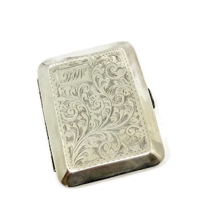 Art Nouveau Ladies pocket Cigarette Case Monogram BJW  Birmingham 1927