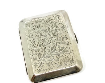 Art Nouveau Ladies pocket Cigarette Case Monogram BJW  Birmingham 1927