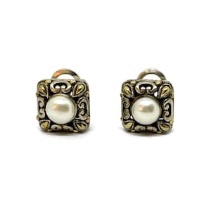 Bali heritage ear studs with omega clips and  fresh water pearl and 18k yellow gold