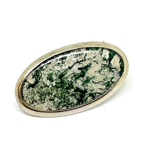 Moss Agate Forest Green Gemstone  silver hallmark… - image 3