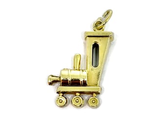 Train, Locomotive Vintage Gold charm. 14k pendant. Lovely charm.