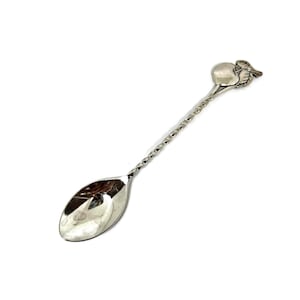 Apple Coffee spoon. Apple on top Spoon. Silver Plated Demitasse spoon.